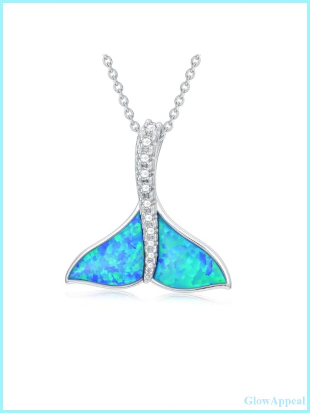 Sterling Silver Whale Pendant Necklace with Blue Opal Inlay